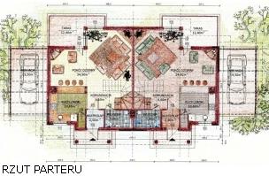 Projekty domw jednorodzinnych: Projekt domu dwurodzinnego na Mazurach. Rzut parteru